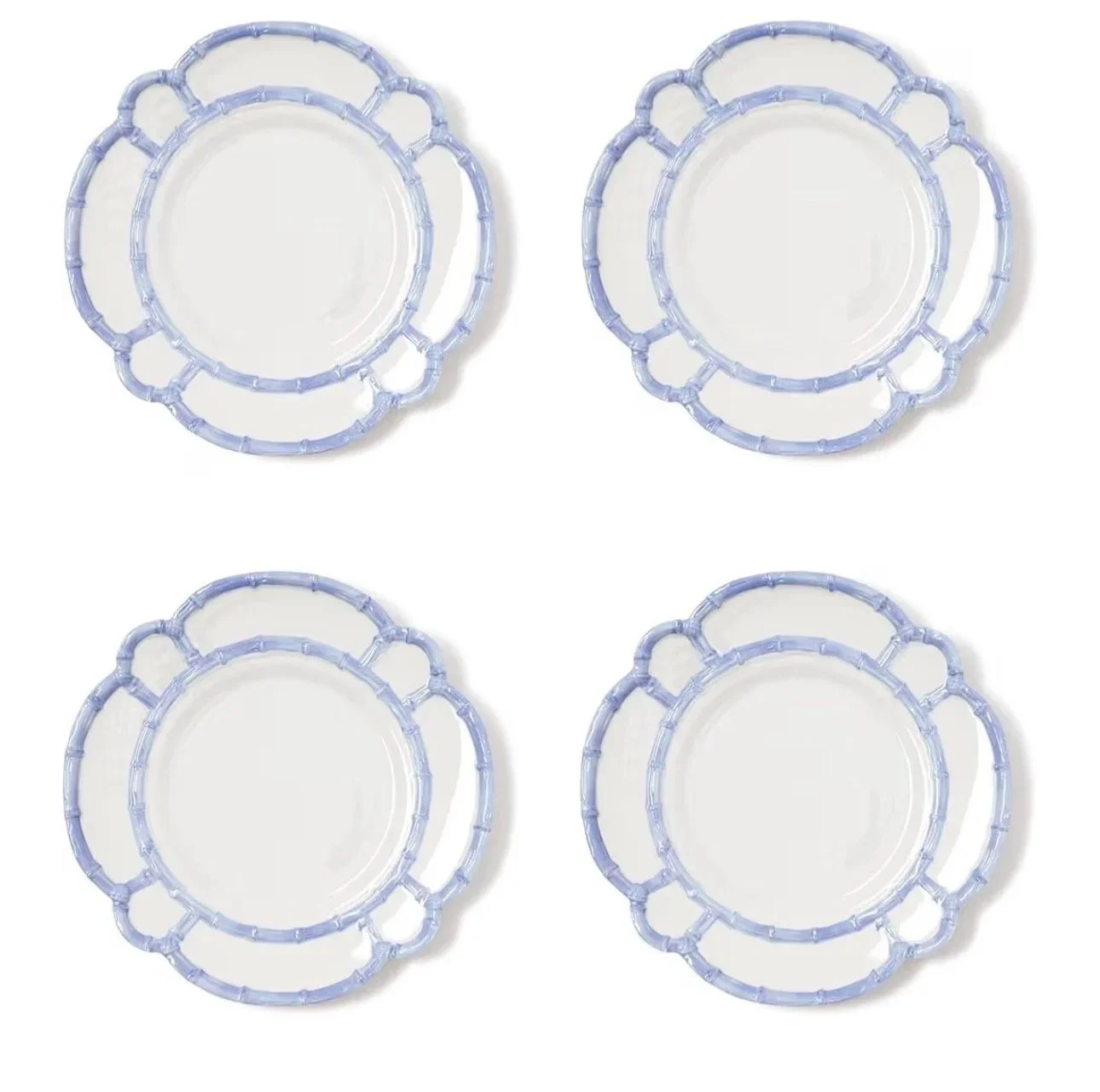 French Blue Bamboo Dinner Plates