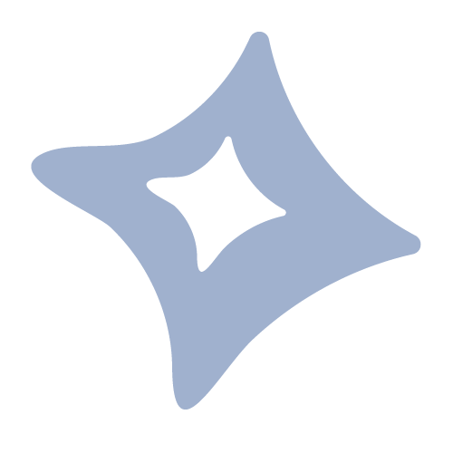 A stylized blue star-shaped symbol with a hollow center, resembling a sparkle or shine icon.