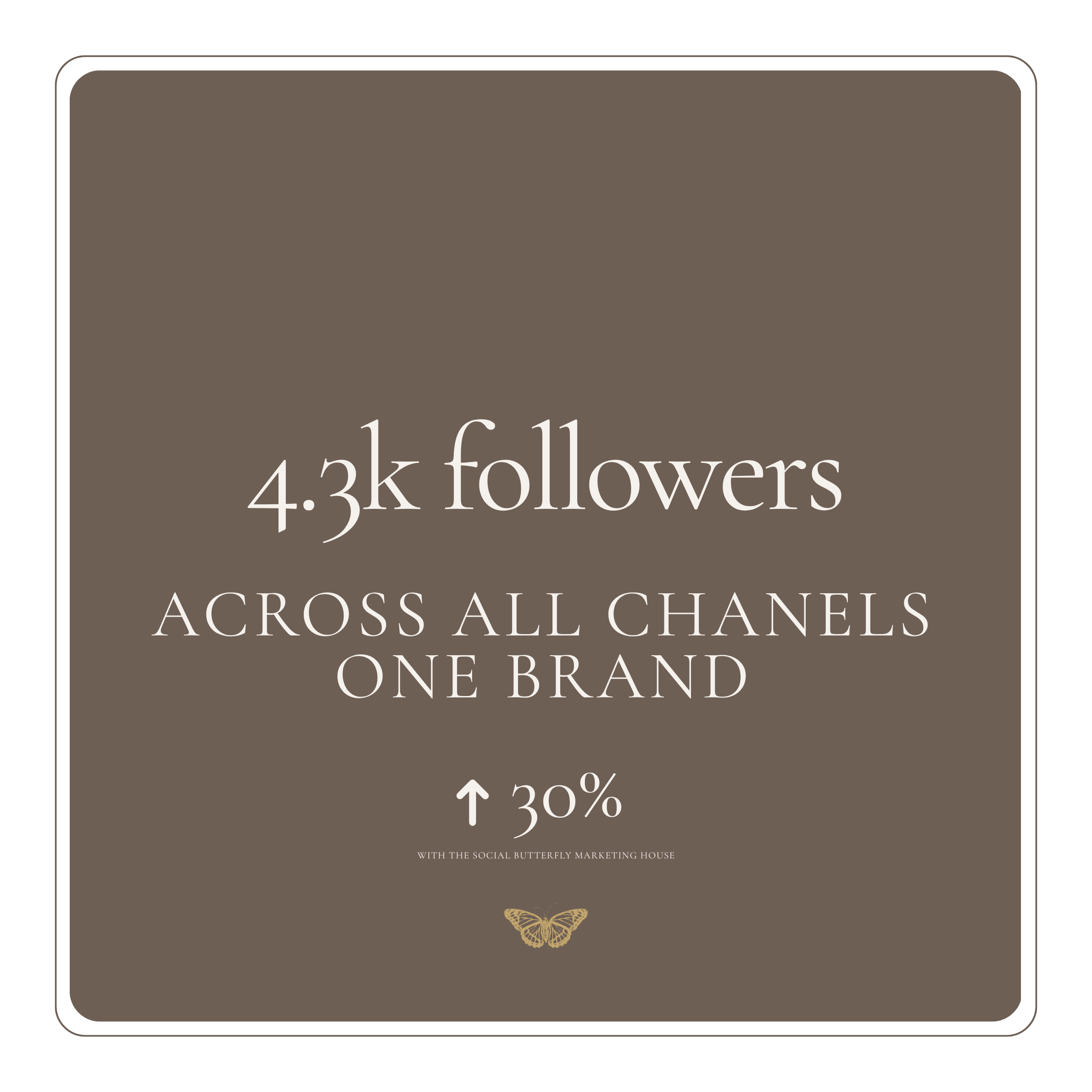 A screenshot of a social media account's follower count with a butterfly illustration at the bottom.