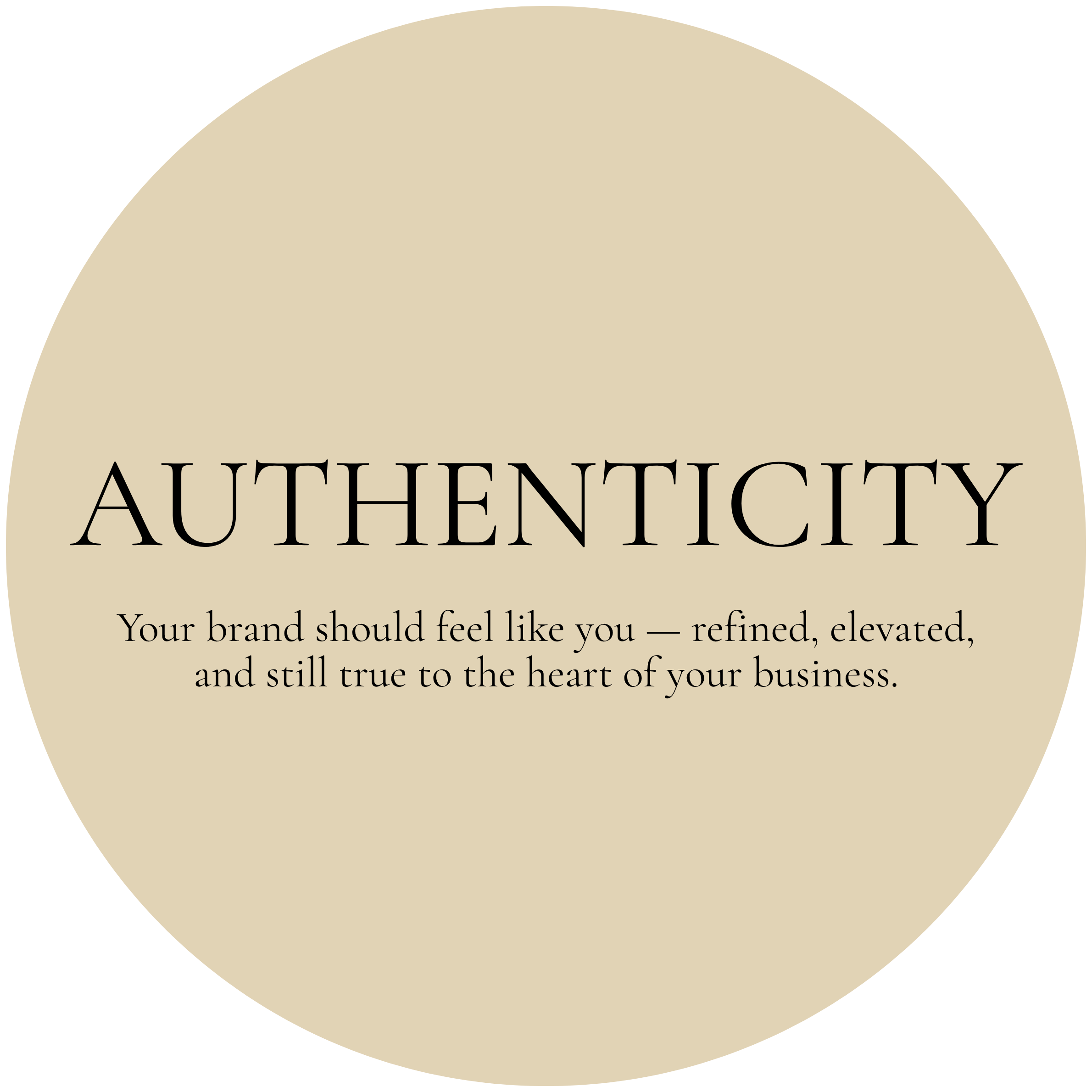 A circular badge with a gold background and black text that reads "AUTHENTICITY."