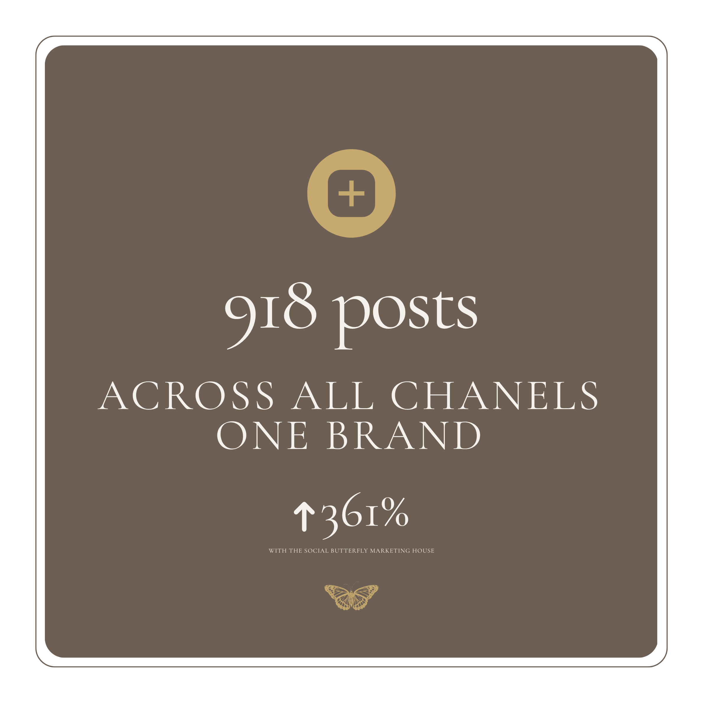 Graphic promoting beauty posts across all channels with a gold butterfly at the bottom.