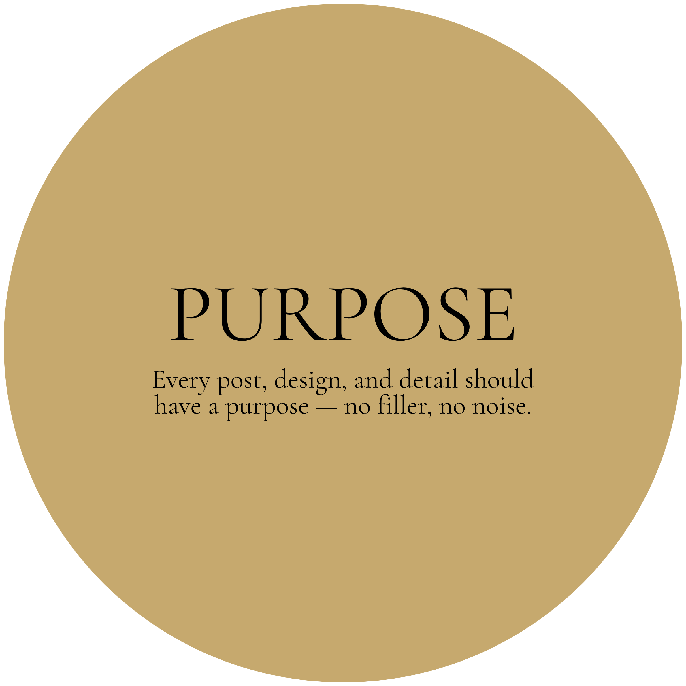 A loaf of bread with the words 'PURPOSE' written on it, and text about having a purpose in every post, design, and detail.