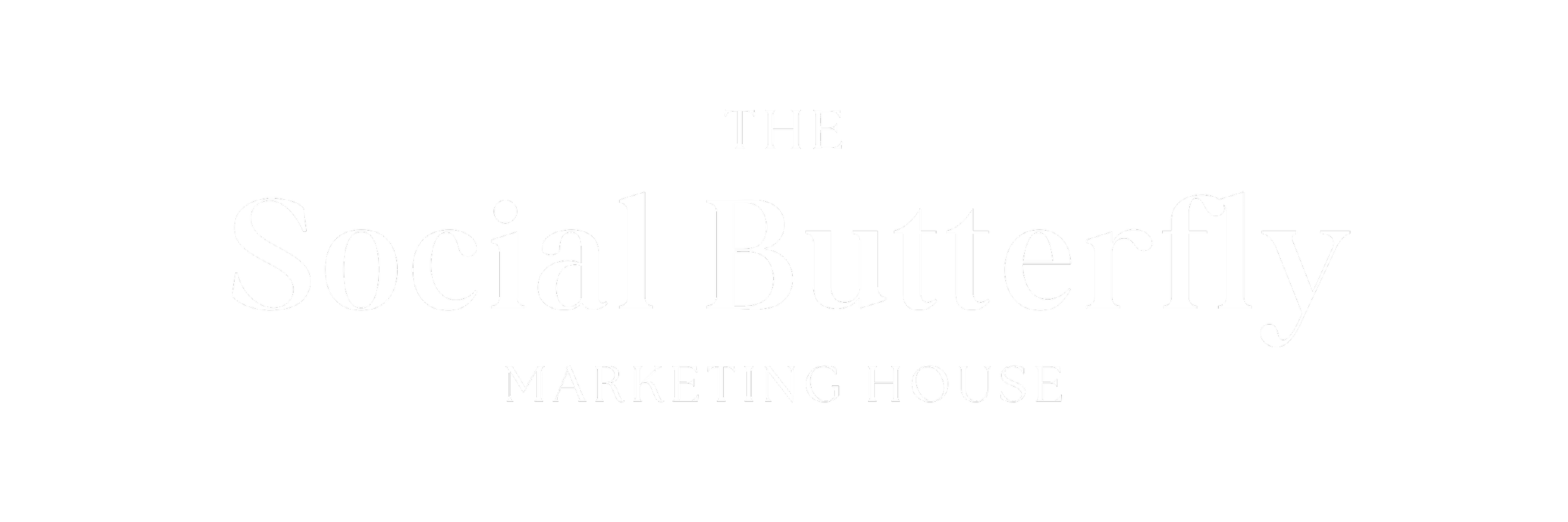 Logo with black background and white text that reads 'The Social Butterfly Marketing House'.