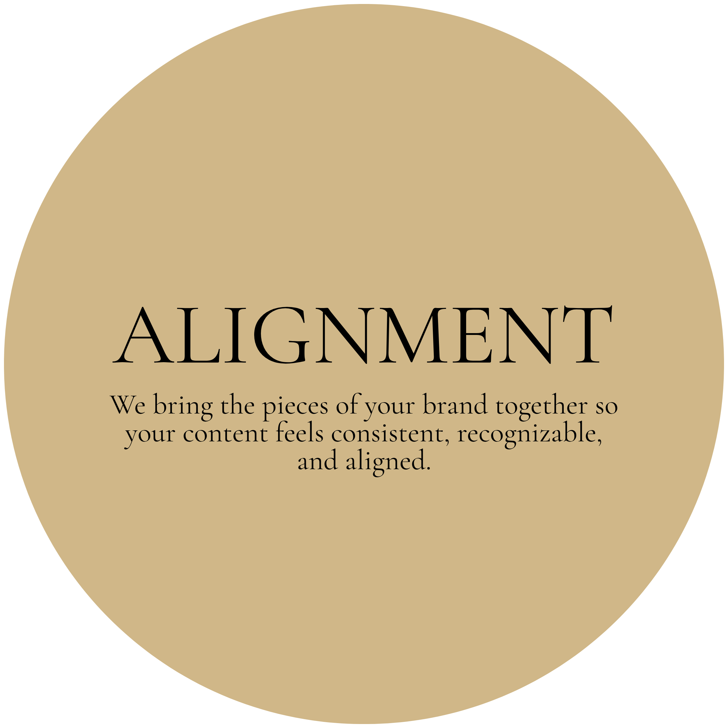 Gold-colored circular logo with black text that reads 'ALIGNMENT' and additional text below that is partially visible.