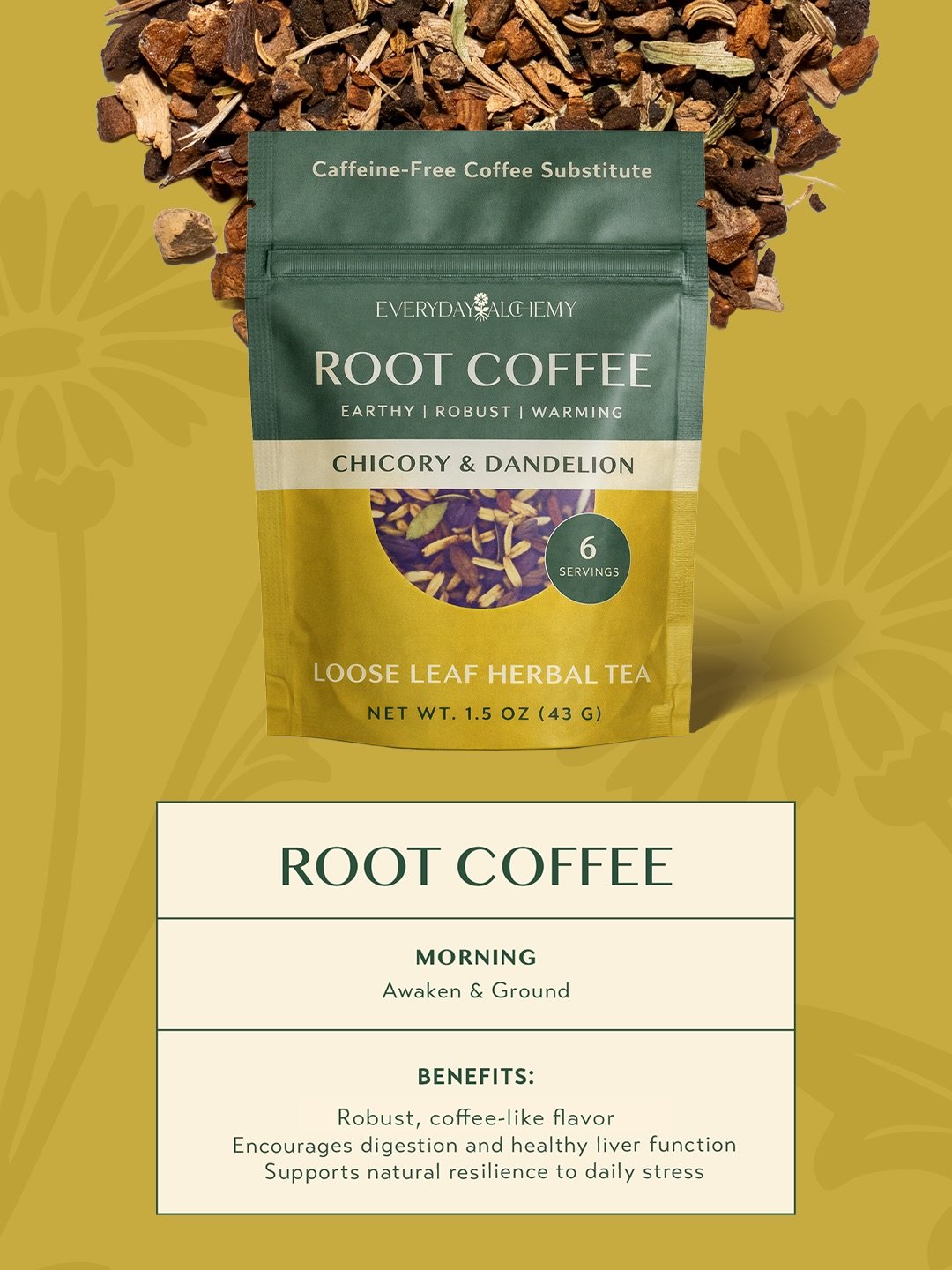 The new Root Coffee tastes even more like coffee. 

I reformulated it so the rich, slightly bitter, roasted, chocolatey notes are at the forefront compared to the previous version, which was more like a dirty chai. I did choose to keep some of the ch