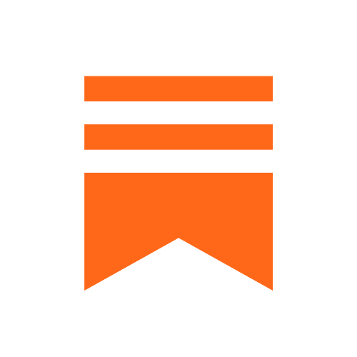 A black background with two orange horizontal lines above a large orange ribbon-shaped banner representing Substack.