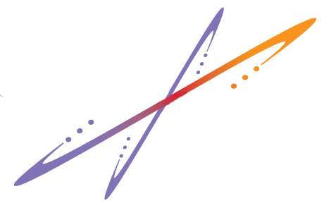 An abstract mathematical graph with intersecting lines and dotted curves in purple, red, orange, and blue colors.