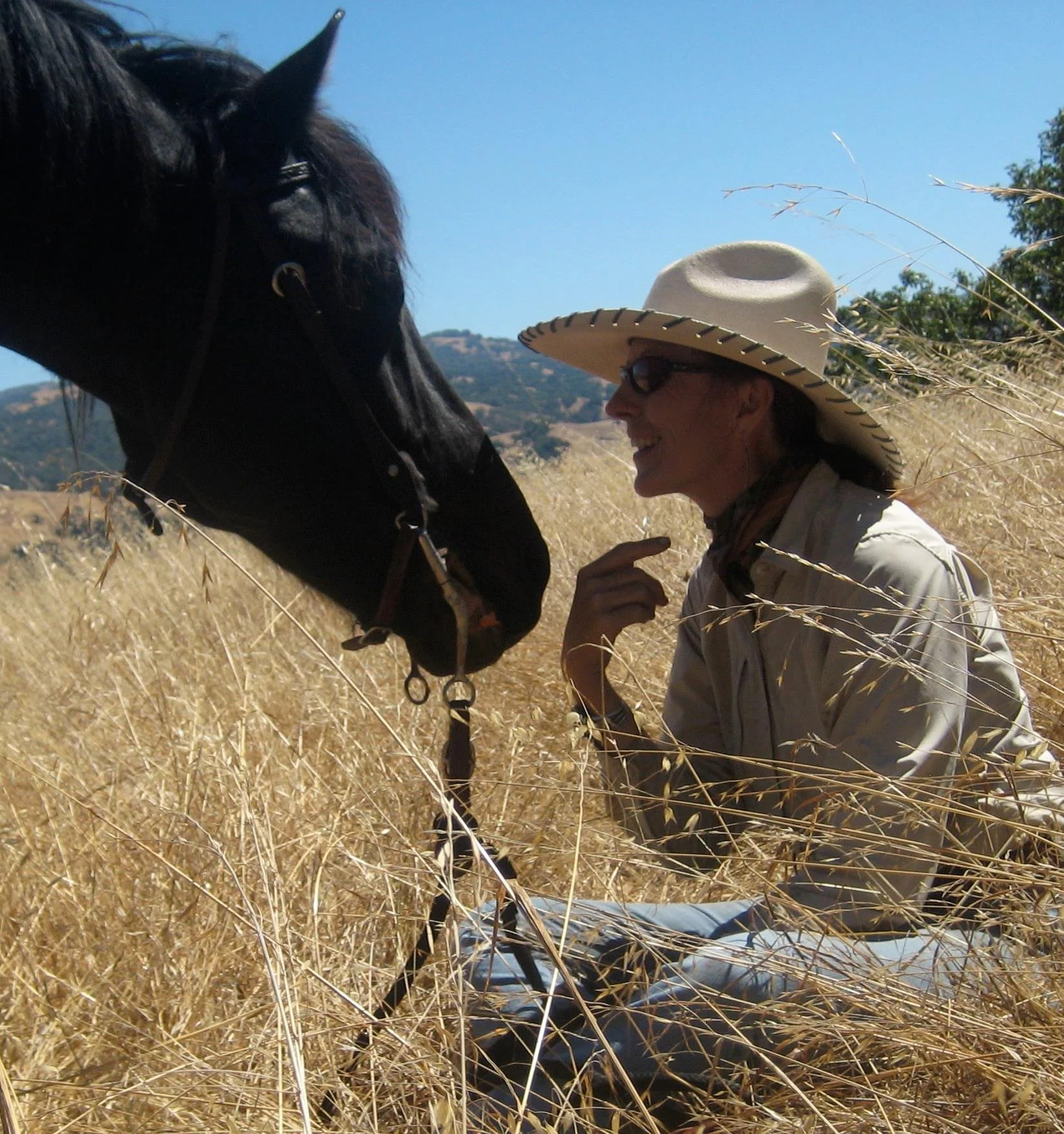 Shadow came over to me when we were eating lunch -  left his grass to come sit and chat with me. Best thing ever!