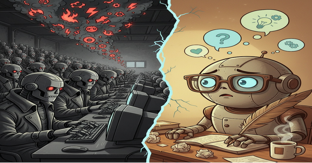 AI Bot farms Raging while I happy bot looks concerned