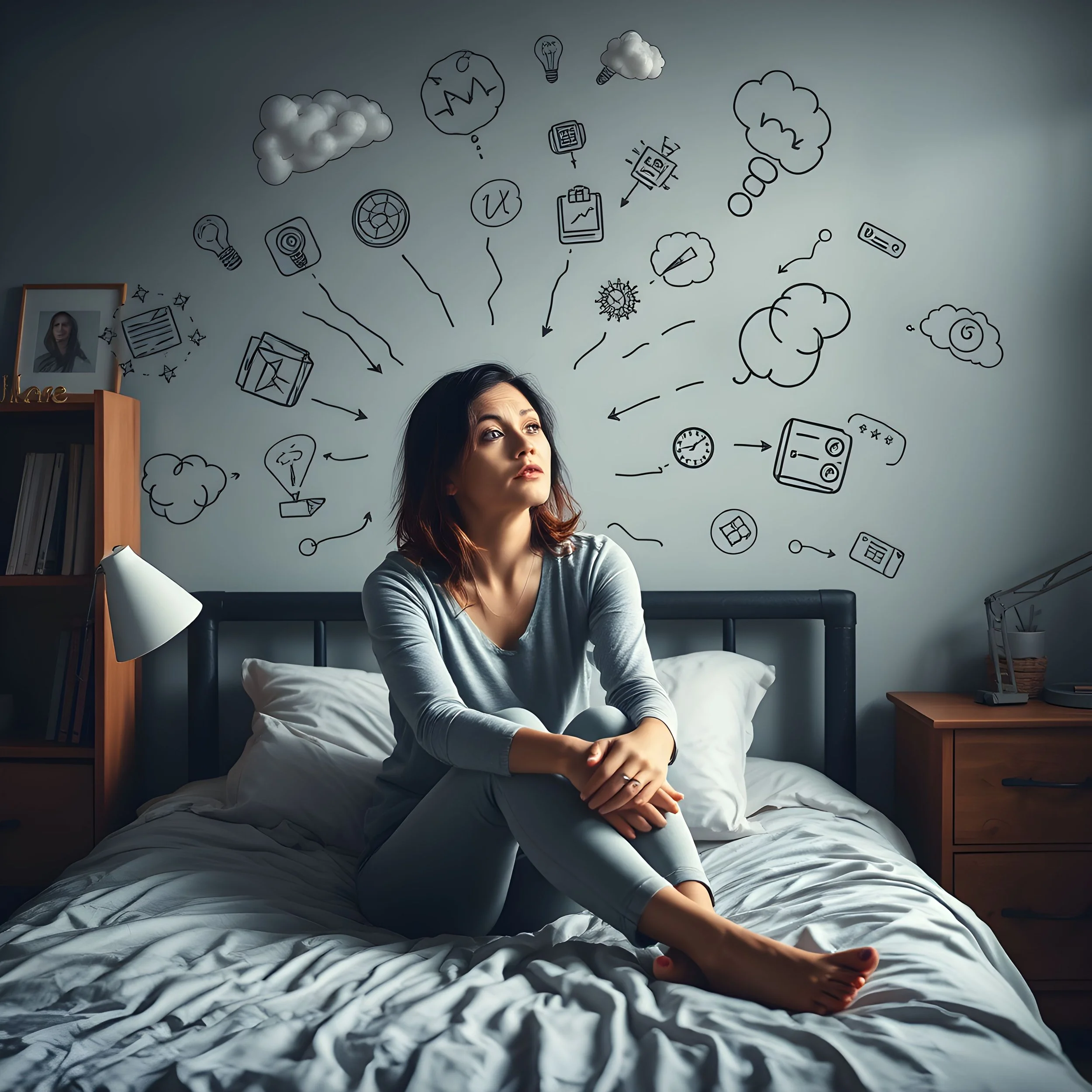 woman awake at 3am thinking