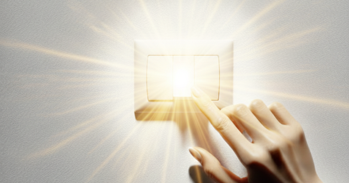 Image of a woman's hand flipping a switch to create her personal power