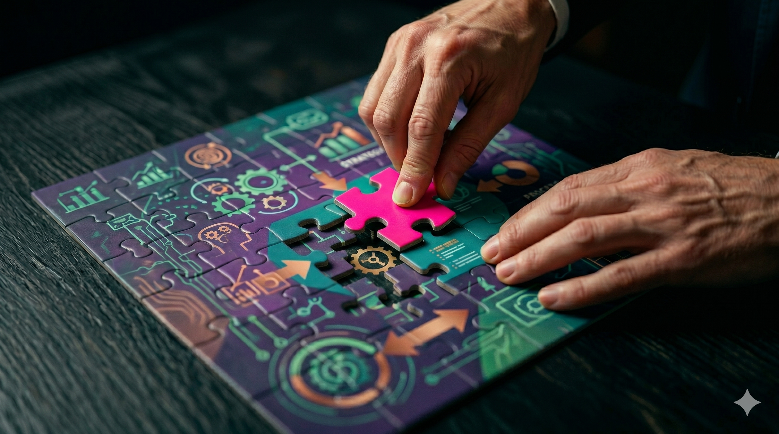 Hand forcing an obviously wrong puzzle piece into place