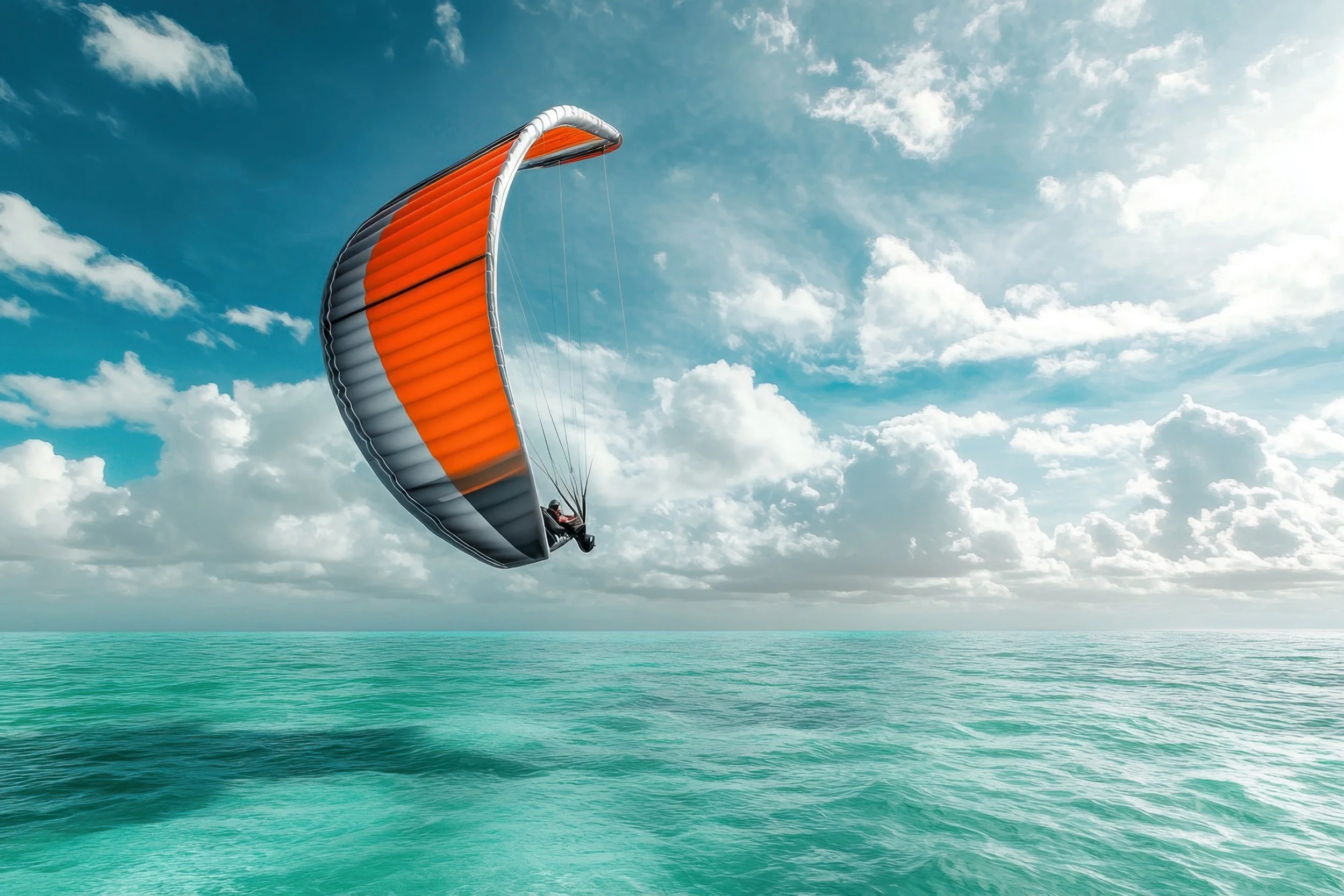 Parasail being blown back in the wind