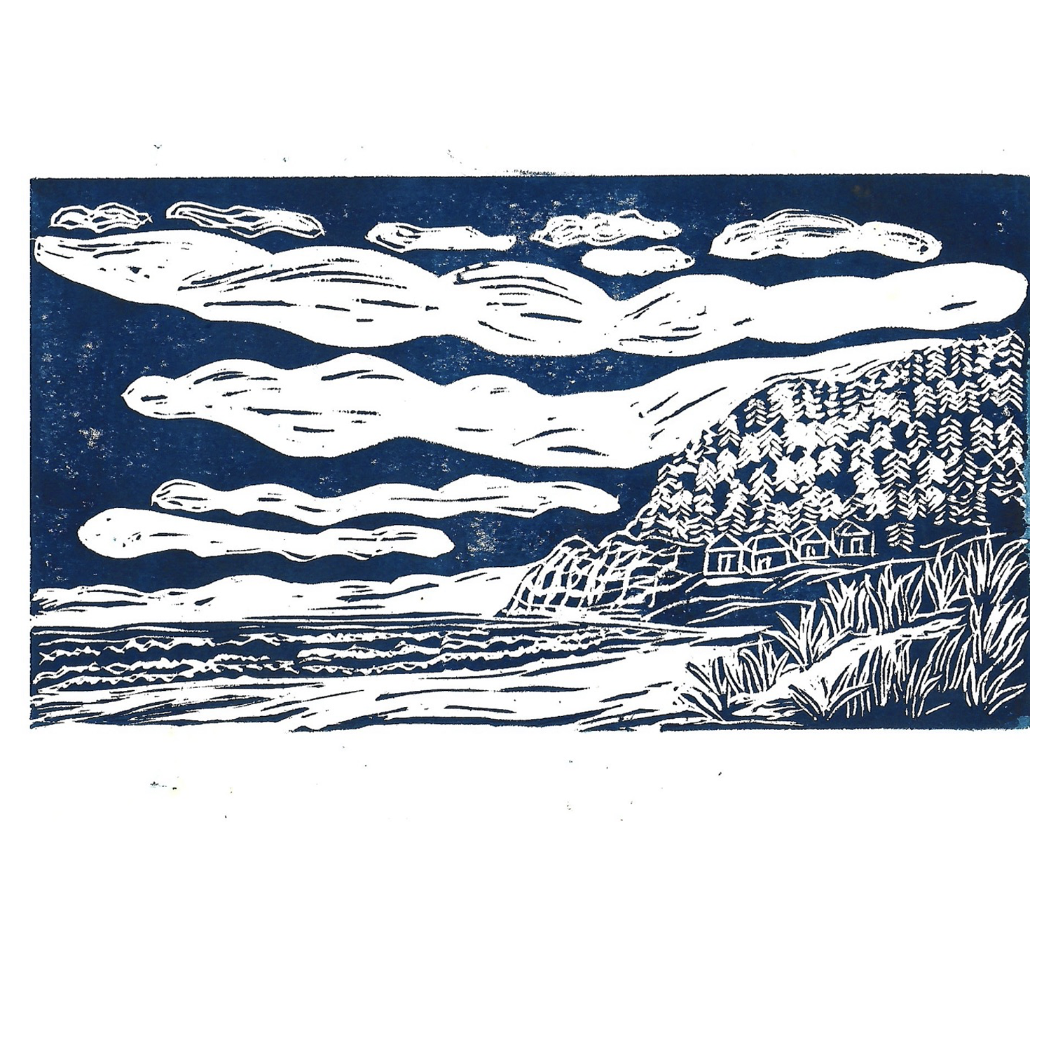 6x9 Manzanita Beach Block Print