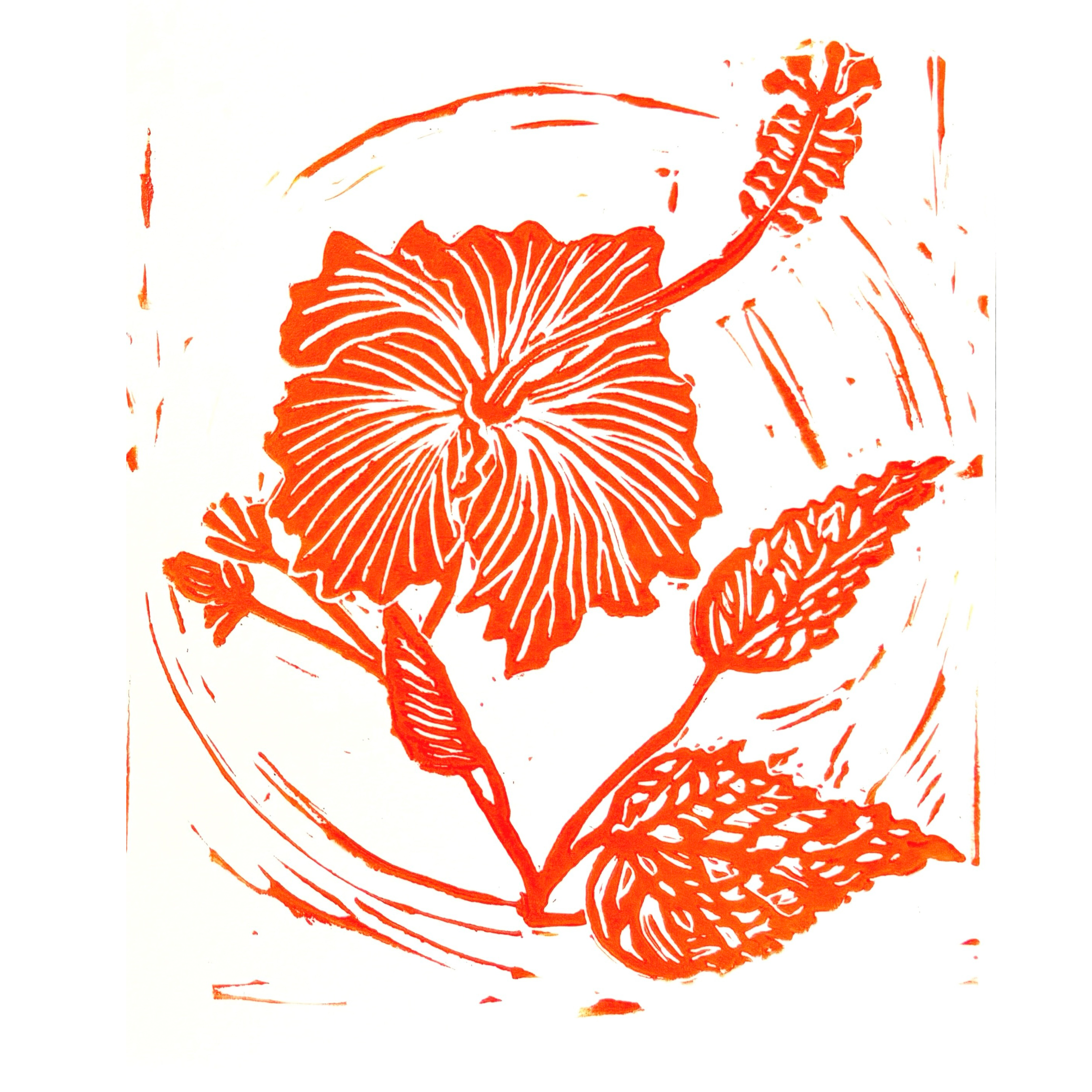 6x9 Hibiscus Block Print