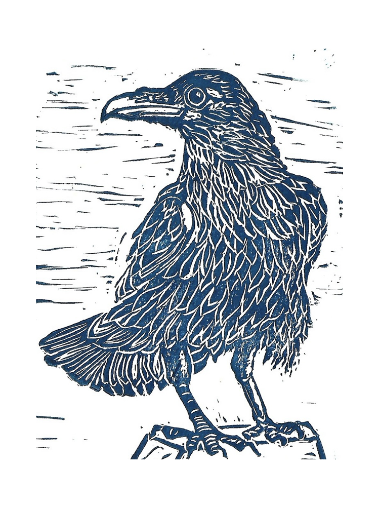 6x9 Crow Block Print