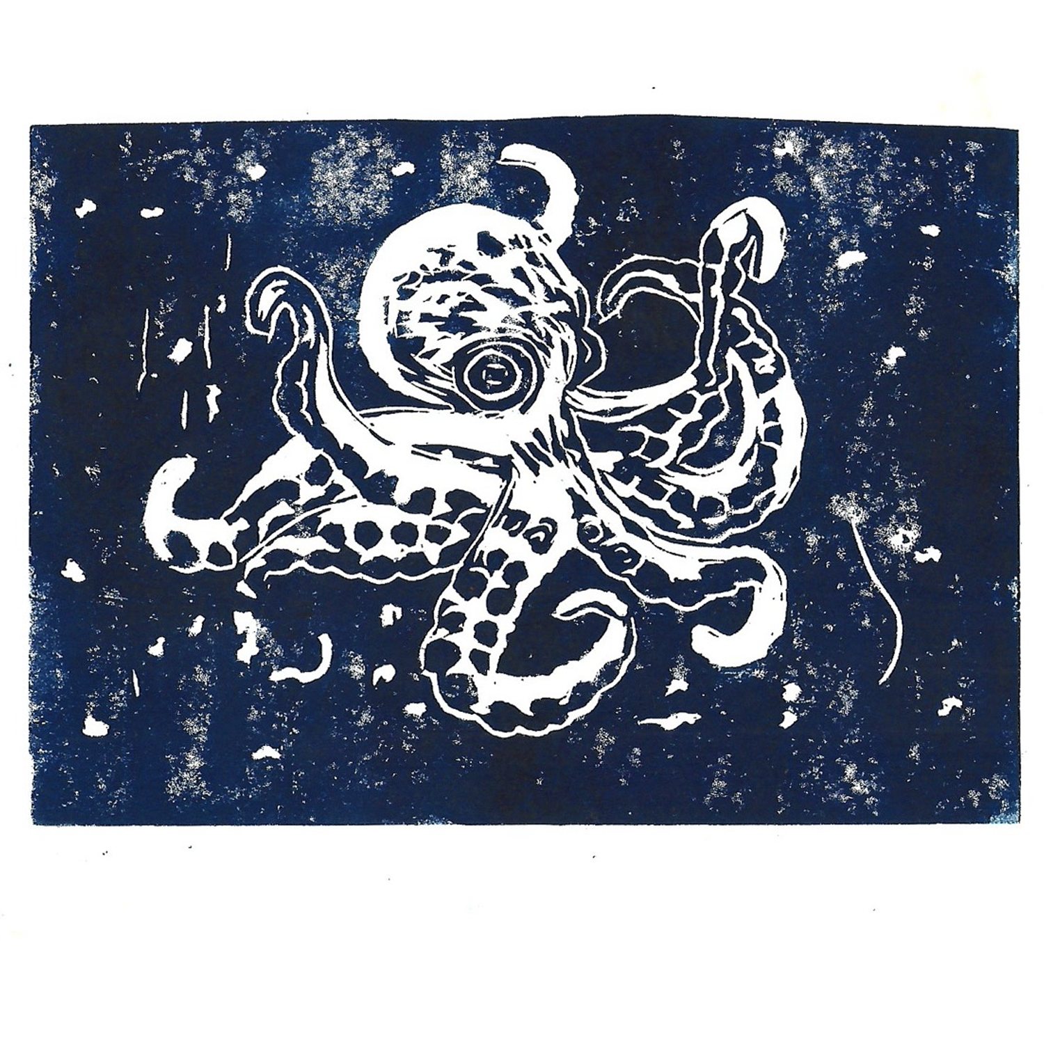 6x9 Octopus Block Print