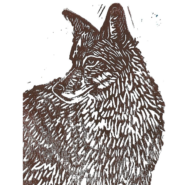 6x9 Coyote Block Print