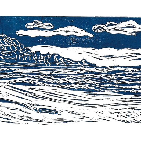6x9 Manzanita Beach Block Print