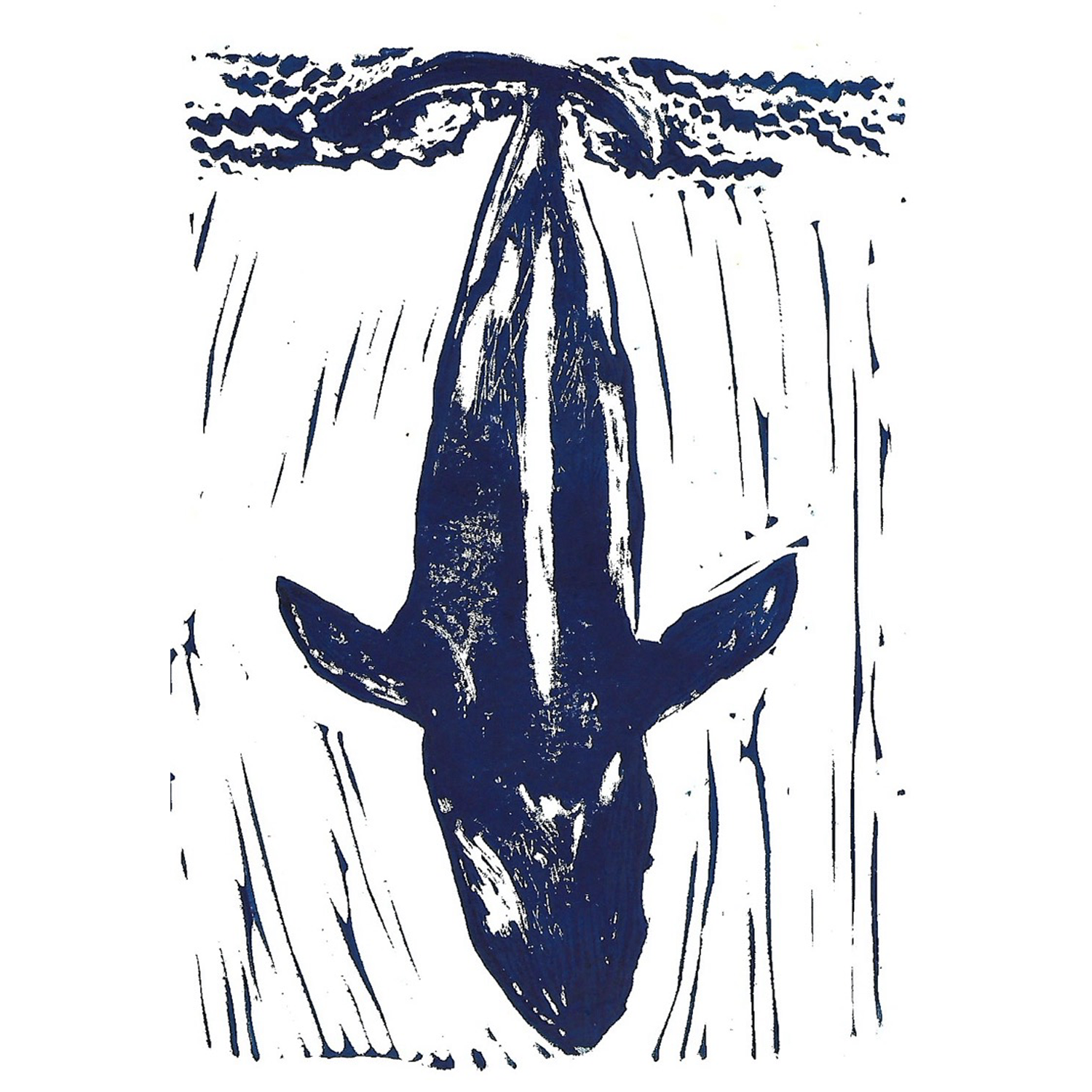 6x9 Whale Block Print