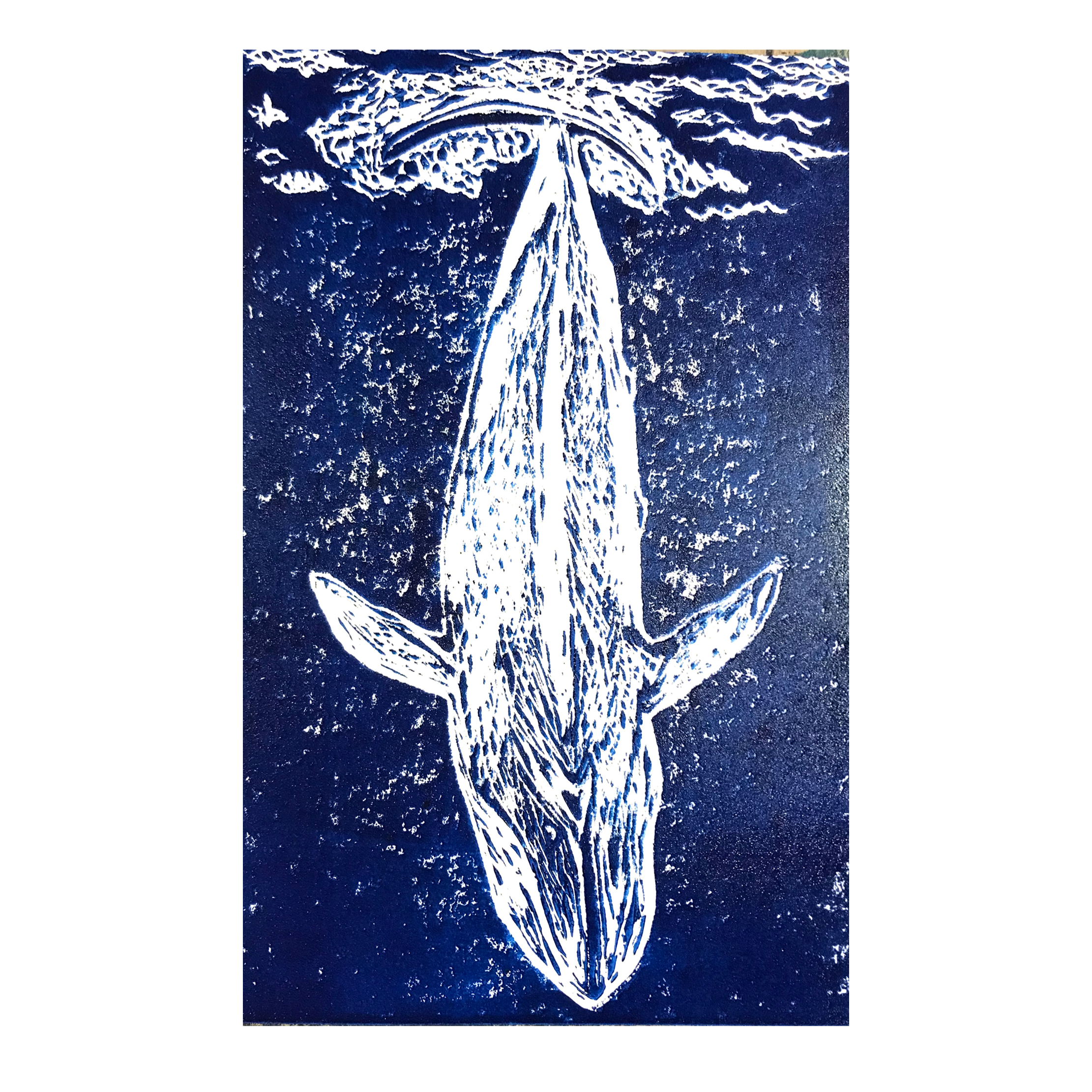 6x9 Whale Block Print