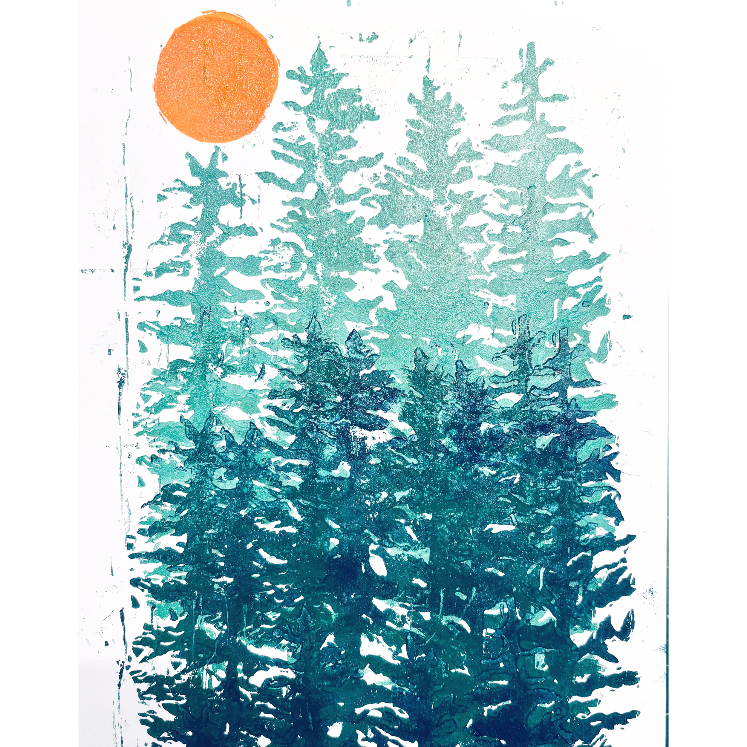 6x9 Trees with Sun Block Print