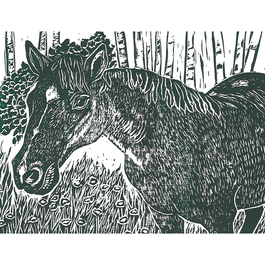 6x9 Horse Block Print