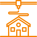 Icon of a house with a cloud above it and a gear inside, symbolizing home automation or smart home technology.