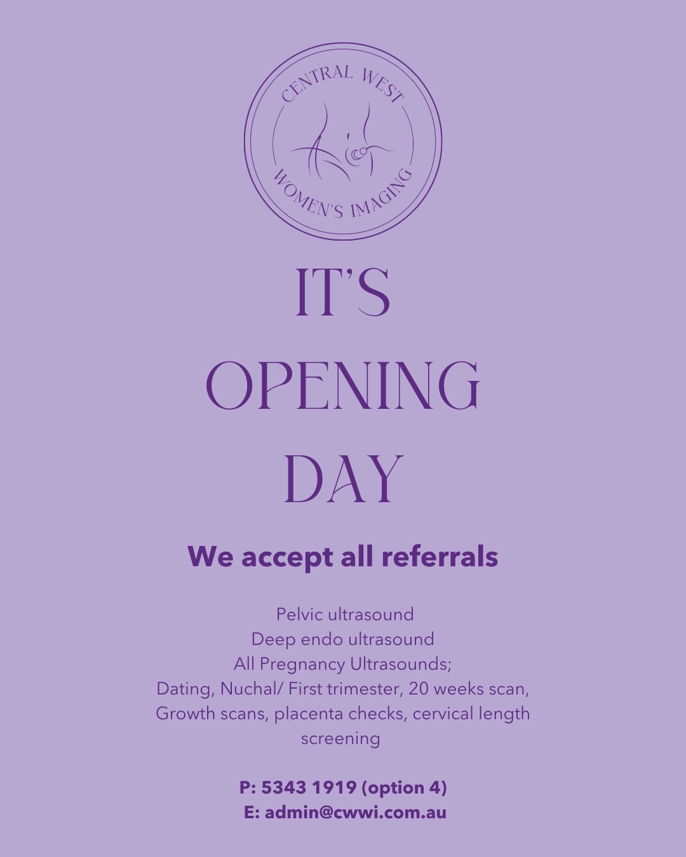 Monday 13th April&hellip; officially the first day of business for Central West Women&rsquo;s Imaging. A DREAM COME TRUE. Thank you to everyone for your support. I can&rsquo;t wait to grow this business and offer these wonderful service locally 💜 Ka