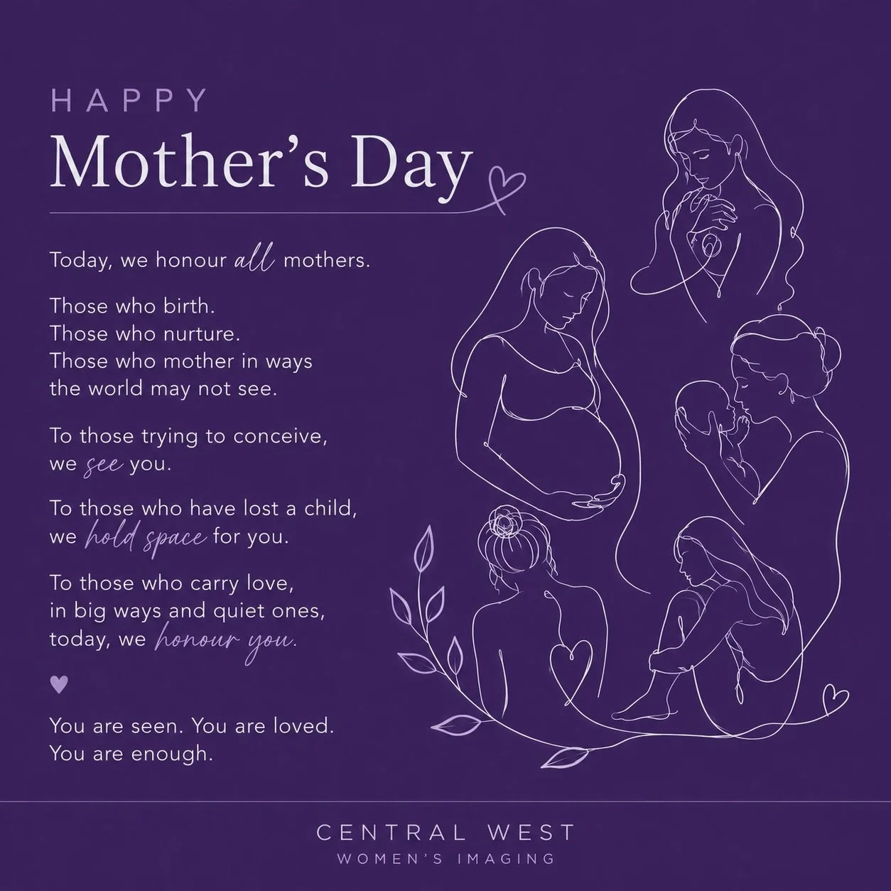 💜 to all Mothers today, including those future Mum&rsquo;s on their fertility journey, and those who have lost, we see you. We are here for you 💜 #pregnancyultrasound #fertilityultrasound #highriskpregnancy #endometriosisultrasound #centralwestwome