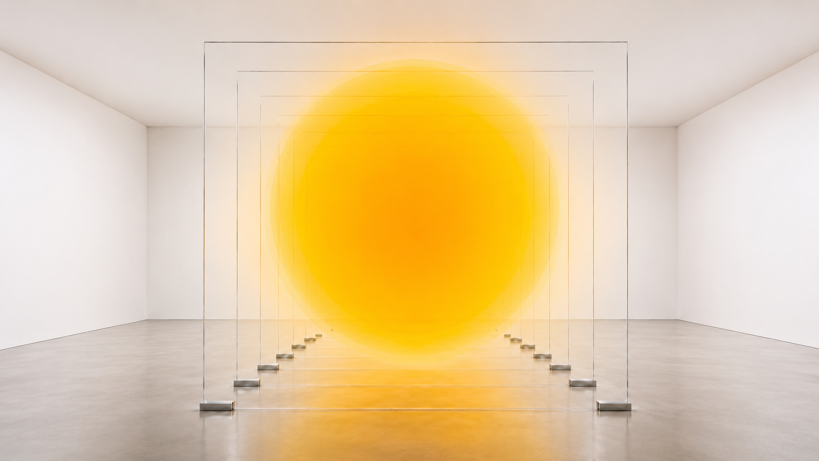 Suspended Light 2026 | Seven 8 X 8 glass planes create illusion of color floating in space