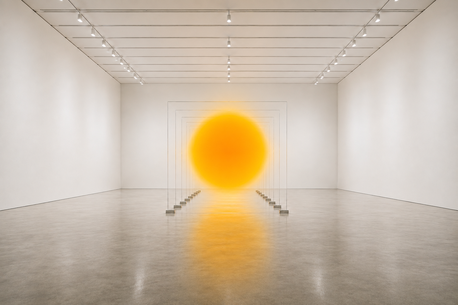 Suspended Light 2026:| Seven 8 X 8 glass planes create illusion of color floating in space