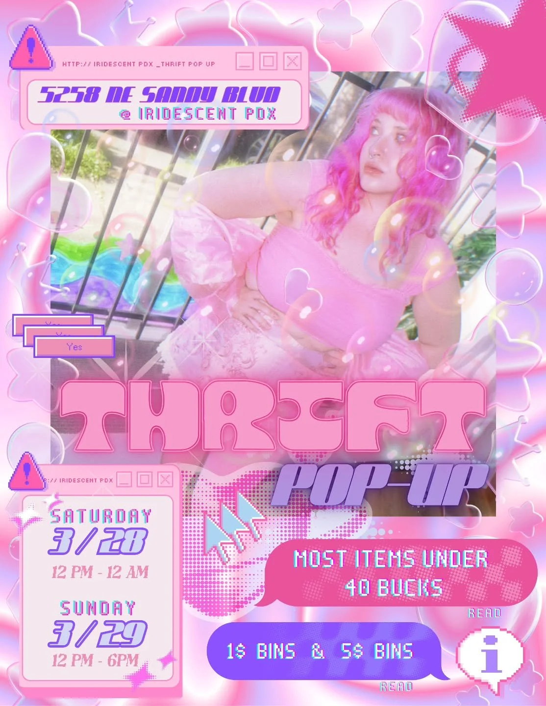 🚨SURPRISE THRIFT POP-UP THIS WEEKEND 🚨

We're having a weekend sale! Most items are under $40 and we have super cheap bins to rummage through. Tons of (actually cool) plus size clothes, and many different styles/aesthetics. We'll be playing music a
