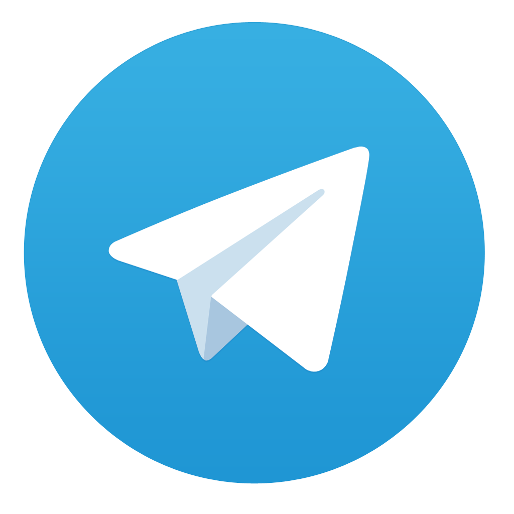 Icono de Telegram en fondo azul.