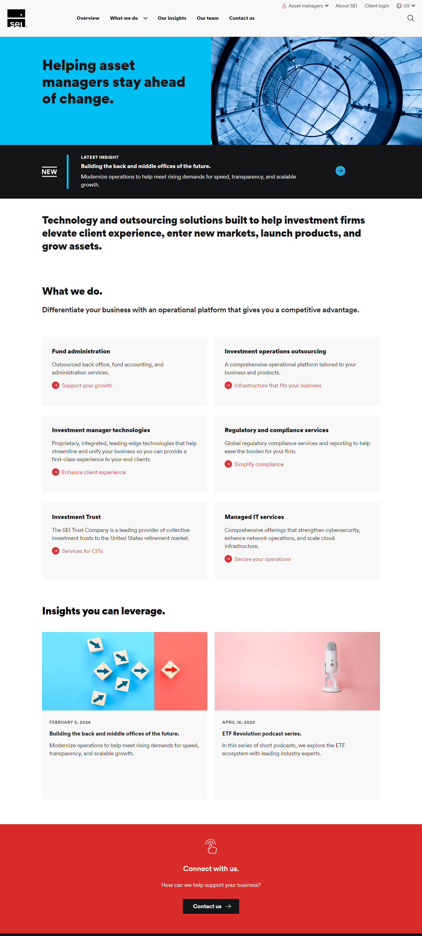 Overview page for the Asset managers section