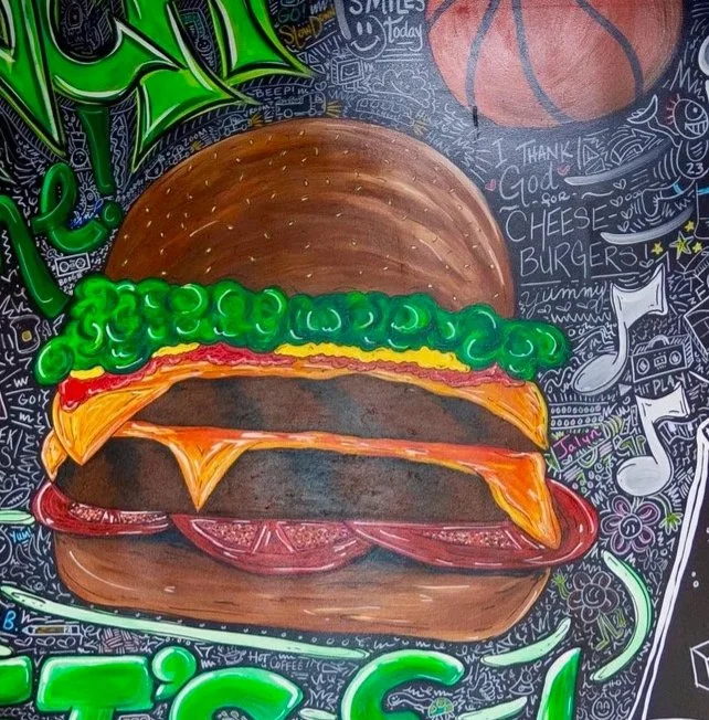 Hundreds of details are hand-drawn and hand-written to give the chalkboard style look. 