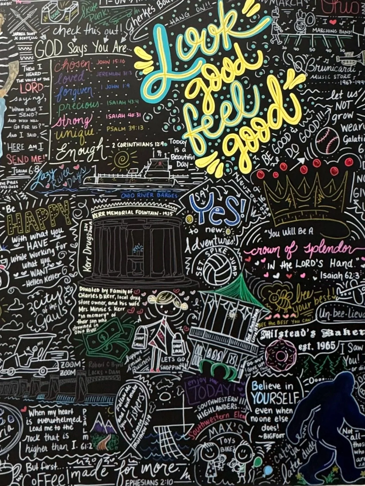 Custom mural celebrating local history, community landmarks and meaningful moments.