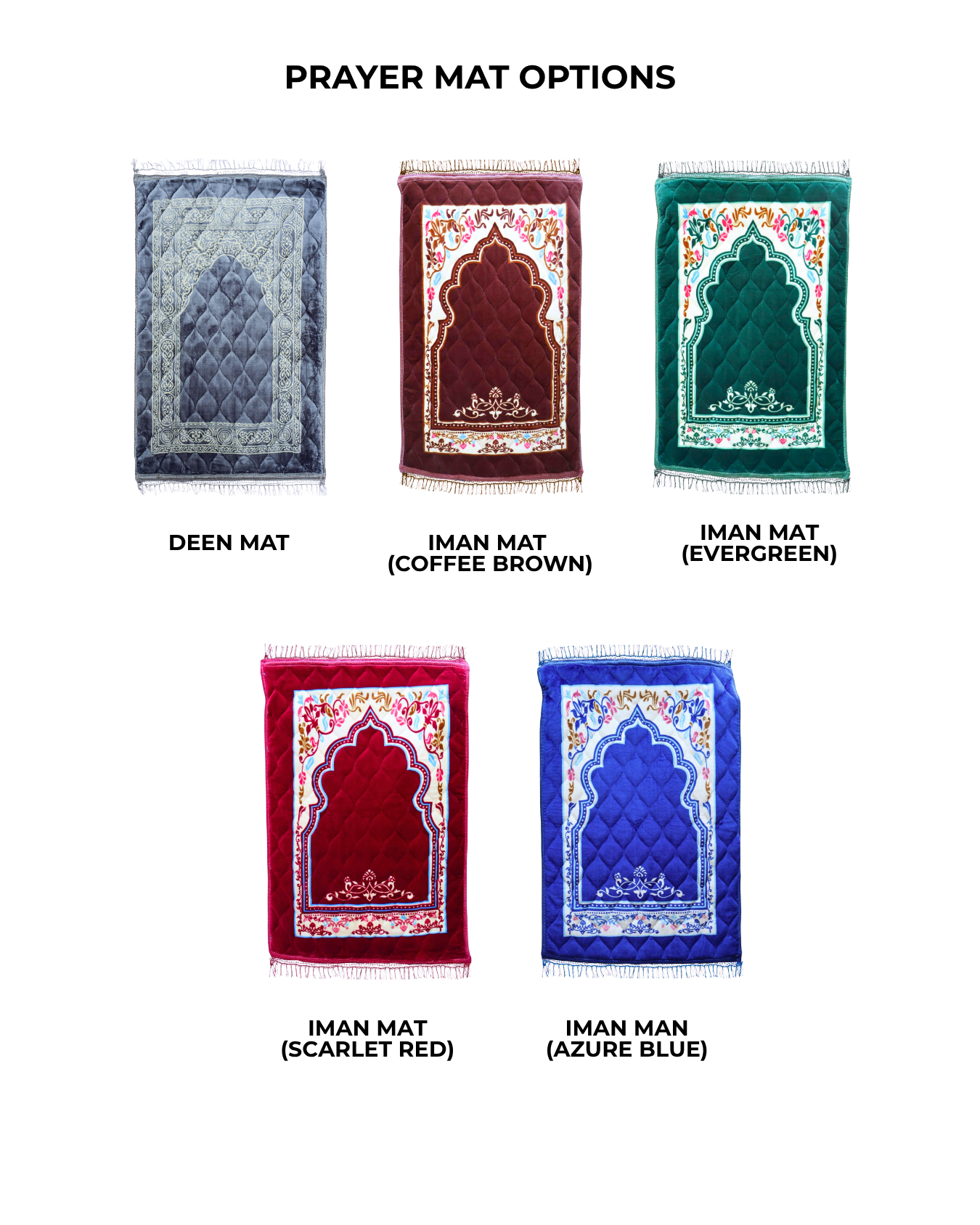 Premium prayer mats in unique designs and colours. Quilted and soft