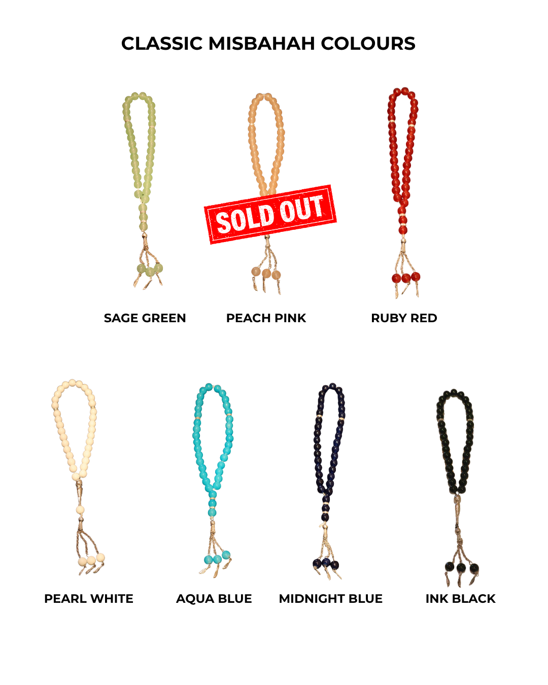 Prayer beads in unique colours, simple and elegant