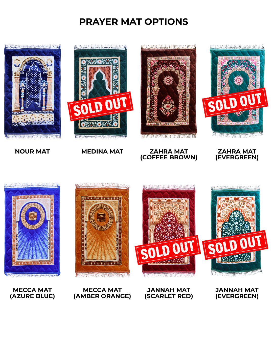 Premium prayer mats in unique designs and colours. Quilted and soft