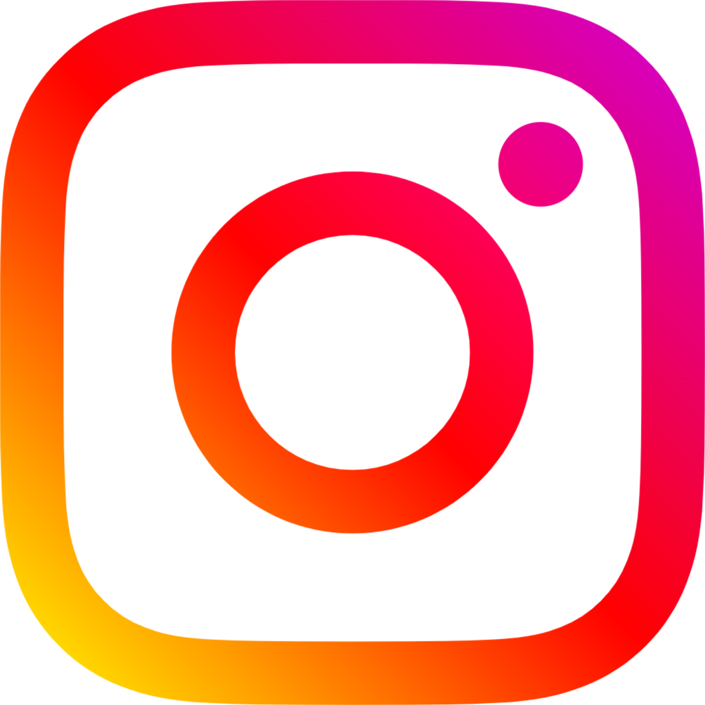 Instagram logo with a gradient of pink, purple, orange, red, and yellow colors.