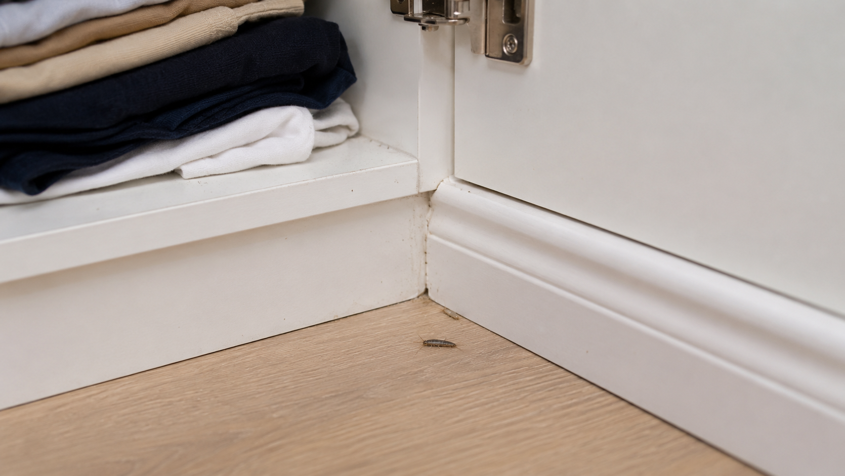 Silverfish found near a cupboard inside a home