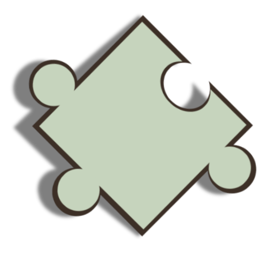 A partially assembled jigsaw puzzle piece with a light green color and black outline on a black background.