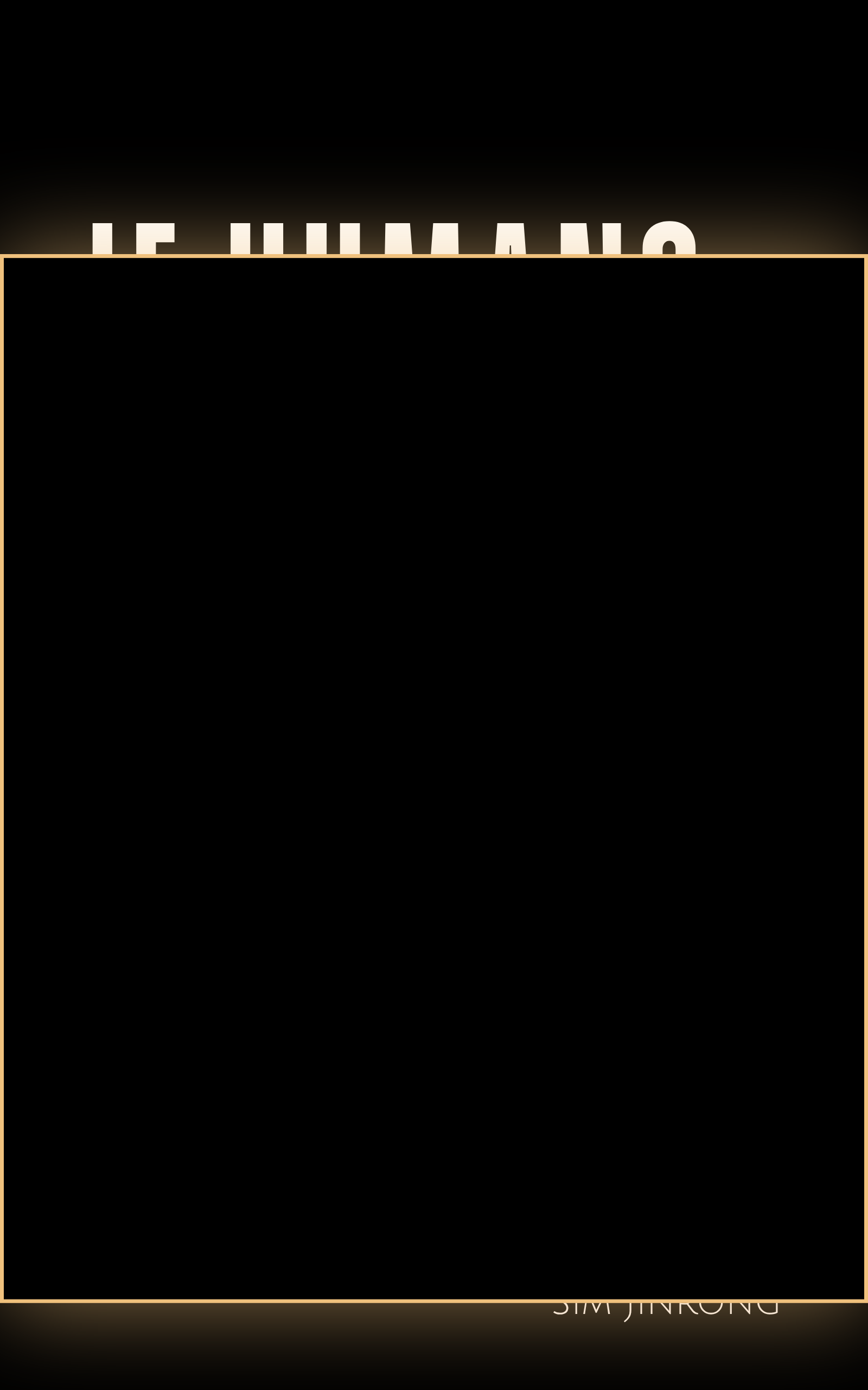 A book cover with the title in large white letters and the author's name, Kim Joo Young, at the bottom; the cover has a black background with a gold gradient outline.