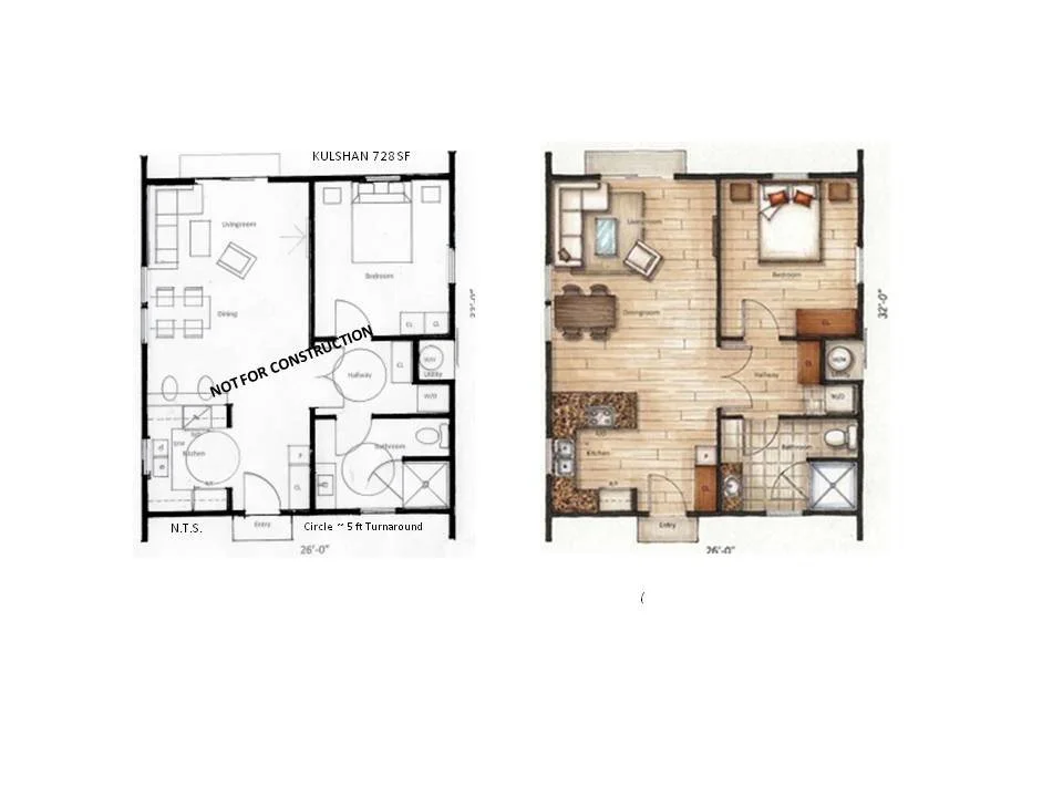 Kulshan house floor plan with artistic rendering