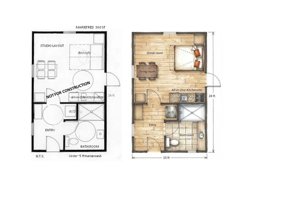 Mariefred II house floor plan with artistic rendering