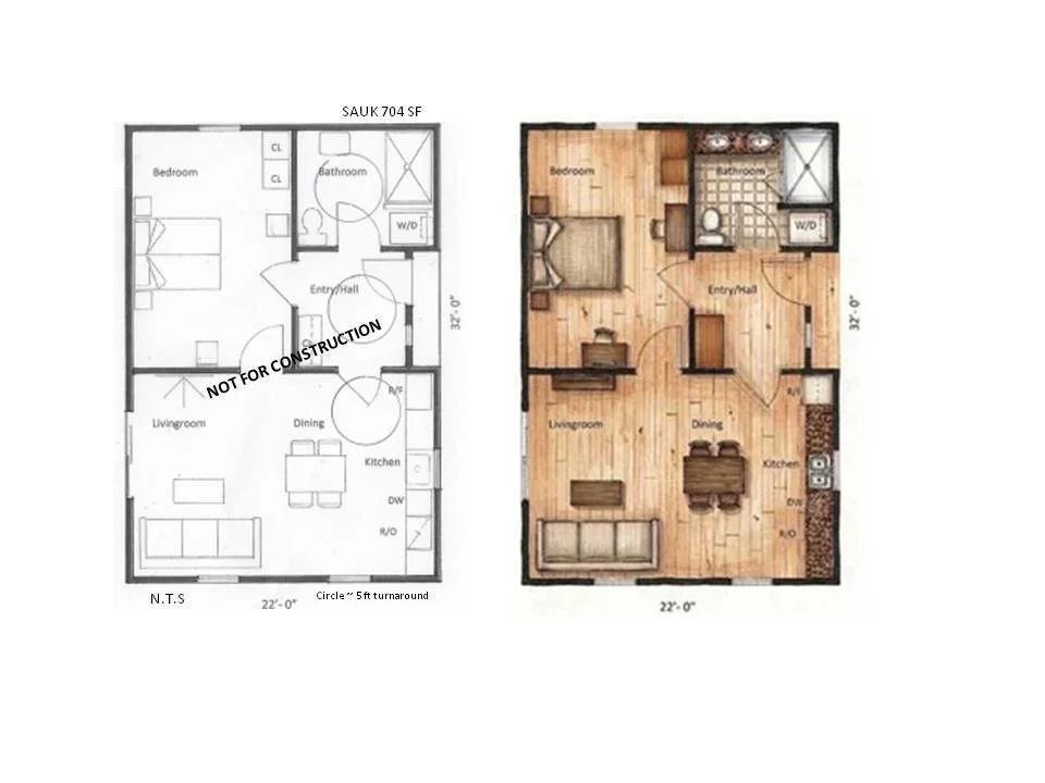 Sauk house floor plan with artistic rendering
