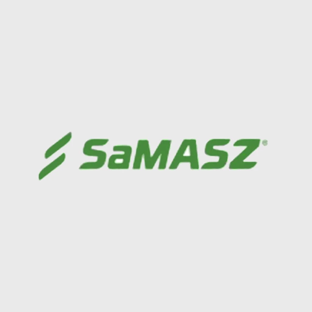 Green logo with the word 'SAMASZ' on a light gray background.
