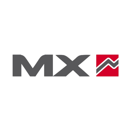 Logo with the letters 'MDX' and a red square with an upward trending line graph.