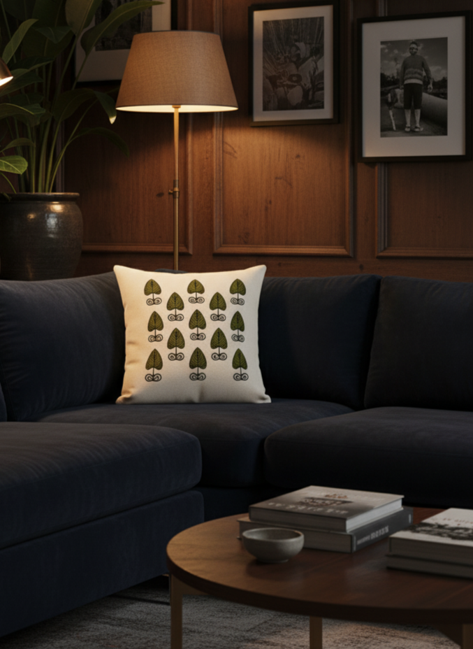Luxury Cotton Cushion Cover embroidered with Baadiyah Design Motif, perfect to elevate your living space